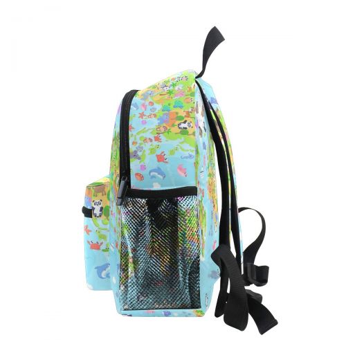  SKYDA Backpack for School Teenagers Girls Boys Bags World Map Animals For Kids Printing Travel Bag