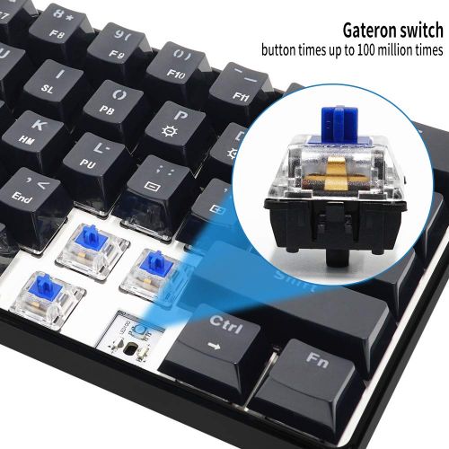  SKYLOONG Mechanical Keyboard,Mini Mechanical Gaming Keyboard with Blue Switch,61 Keys Gateron Switchs Optical axis Keyboard， RGB Gaming Keyboard Programmable, Portable Waterproof Keyboard