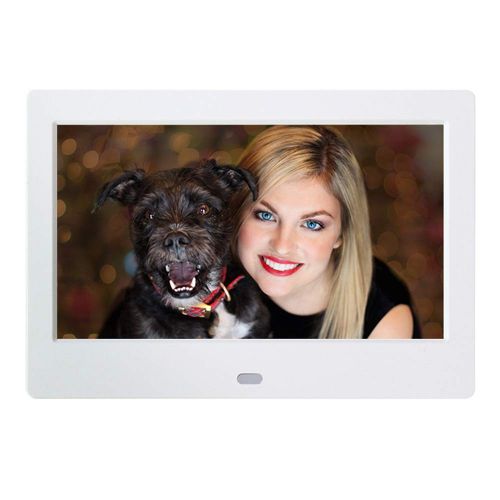  SKYM Digital Photo Frame 7 inch,HD Digital Screen, Support Music Video Pictures and Music 16MB Memory Configuration Remote Controller White