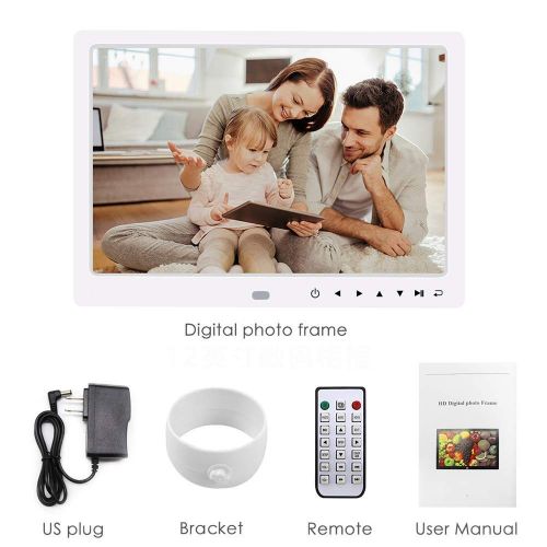  SKYM 12 Inch Digital Photo Frame, Digital Picture Frame Calendar Clock Function Digital Video Picture Frame1080×800 HD Screen with Remote Control