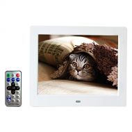 SKYM Digital Photo Frame 8 inch, Multifunctional Playing of Pictures Music and Video Smart Electronic Frame with Remote Control 16MB and Digital Screen,White
