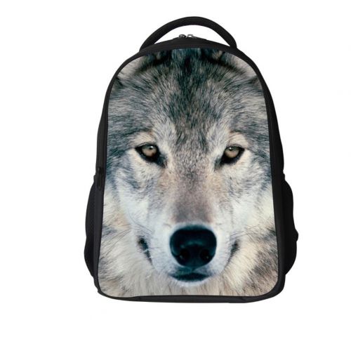  SKYMOON Skymoon Unisex 3D Print Wolf Animal School Bag Student Backpacks