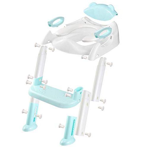  [아마존베스트]Potty Training Seat with Step Stool Ladder,SKYROKU Potty Training Toilet for Kids Boys Girls Toddlers-Comfortable Safe Potty Seat with Anti-Slip Pads Ladder (Blue)