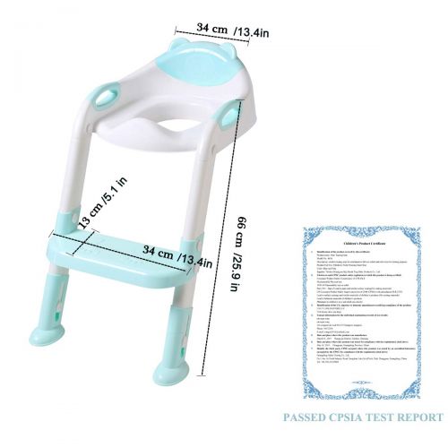  [아마존베스트]Potty Training Seat with Step Stool Ladder,SKYROKU Potty Training Toilet for Kids Boys Girls Toddlers-Comfortable Safe Potty Seat with Anti-Slip Pads Ladder (Blue)