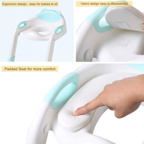  [아마존베스트]Potty Training Seat with Step Stool Ladder,SKYROKU Potty Training Toilet for Kids Boys Girls Toddlers-Comfortable Safe Potty Seat with Anti-Slip Pads Ladder (Blue)