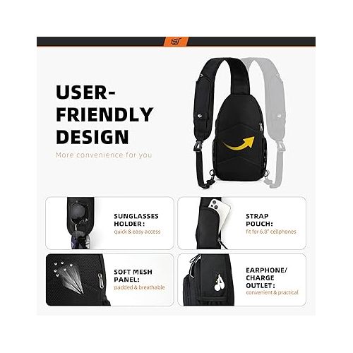  SKYSPER Sling Bag RFID Crossbody Sling Backpack Cross Body Shoulder Bag Travel Hiking Daypack for Women Men