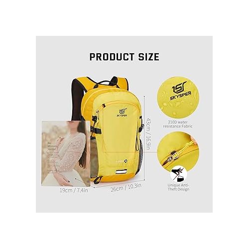  SKYSPER Small Hiking Backpack, 20L Lightweight Travel Backpacks Hiking Daypack for Women Men(Yellow)