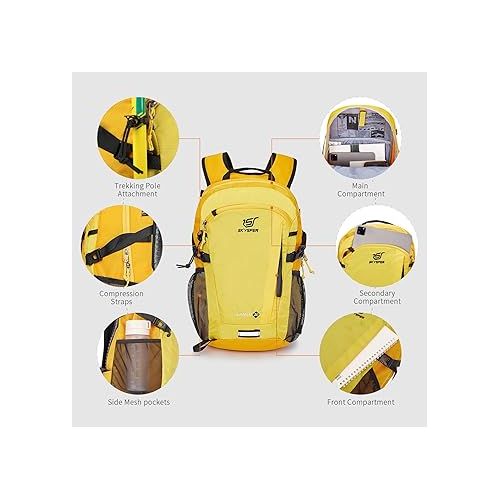  SKYSPER Small Hiking Backpack, 20L Lightweight Travel Backpacks Hiking Daypack for Women Men(Yellow)