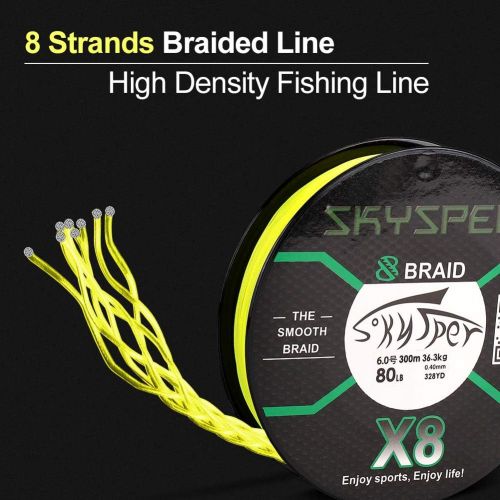  [아마존베스트]SKYSPER Braided Fishing Line, 8 Strands, Trout, Pike, Carp