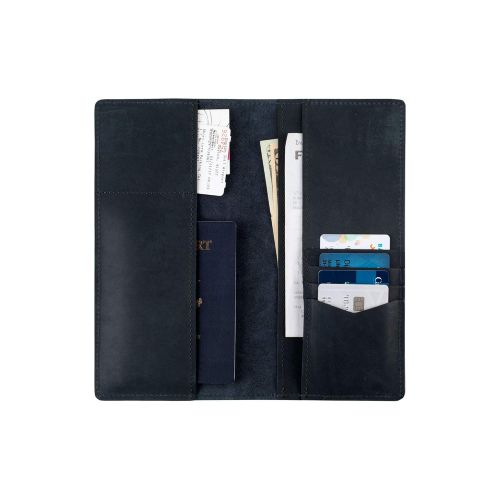  SLATE COLLECTION Lakeway Travel Wallet, Full-grain Leather (Indigo)