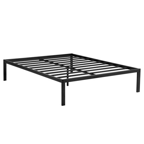  SLEEPLACE 16 Inch High Profile Tall Steel Slat Bed Frame / Non-Slip Support/ SS-3000,Queen,Black