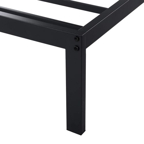 SLEEPLACE 16 Inch High Profile Tall Steel Slat Bed Frame / Non-Slip Support/ SS-3000,Queen,Black