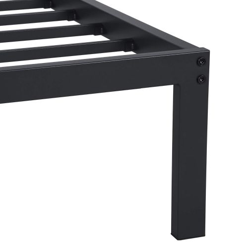  SLEEPLACE 16 Inch High Profile Tall Steel Slat Bed Frame / Non-Slip Support/ SS-3000,Queen,Black