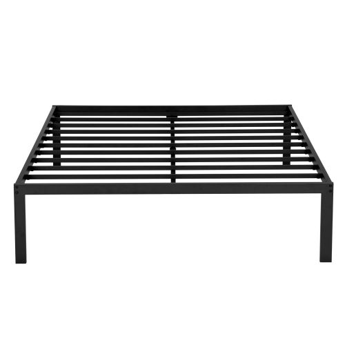  SLEEPLACE 16 Inch High Profile Tall Steel Slat Bed Frame / Non-Slip Support/ SS-3000,Queen,Black