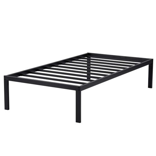  SLEEPLACE 16BX09T 16 High Profile Tall Dura Steel Slat Bed Frame/Non-Slip Support/, Twin, Black