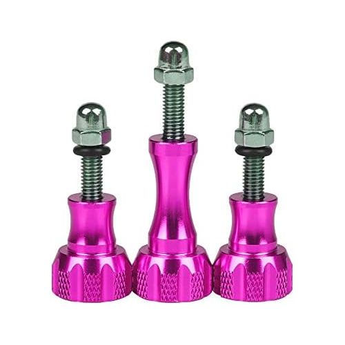  SLFC 3 Pcs Aluminum Alloy Thumbscrews for GoPro Hero 2018, GoPro Fusion, GoPro Hero 8/7/6/5/4/3/2/1 and DJI Osmo Action, 8 Colors, Very Durable, Standard Camera Mounts Screws (Pink