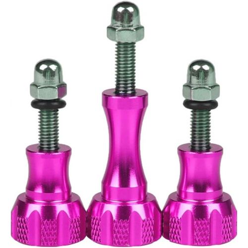  SLFC 3 Pcs Aluminum Alloy Thumbscrews for GoPro Hero 2018, GoPro Fusion, GoPro Hero 8/7/6/5/4/3/2/1 and DJI Osmo Action, 8 Colors, Very Durable, Standard Camera Mounts Screws (Pink