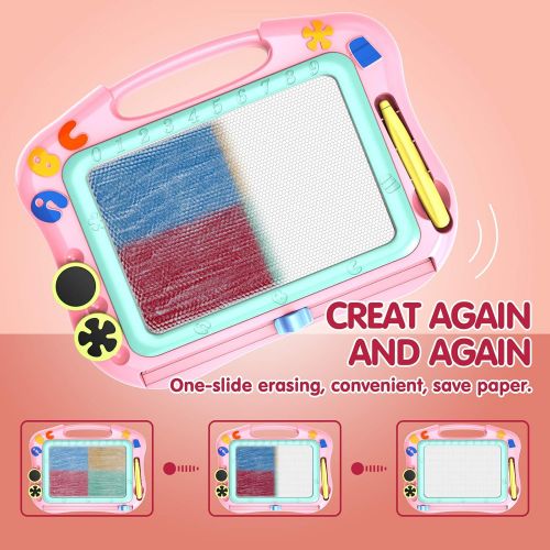  [아마존베스트]SLHFPX LOFEE Magna Drawing Doodle Board Present for 1 2 3 4 Year Old Girl,Magnetic Drawing Board Gift for 2 3 4 Year Old Girl Toy Age 1 2 3 Birthday Gift for 2 3 4 Year Old Girls Small To