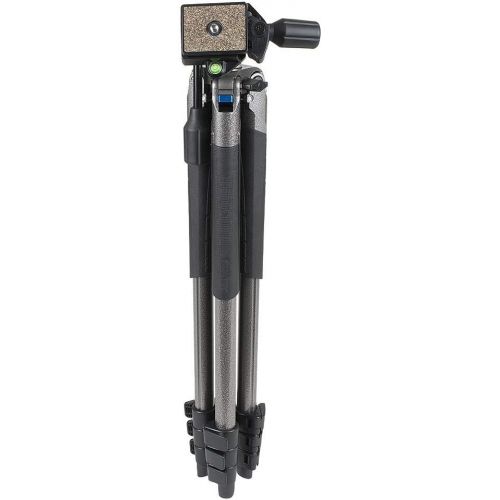  SLIK Sprint PRO III Travel Tripod w/SH-704E 3-Way Pan Head for Mirrorless/DSLR Sony Nikon Canon Fuji Cameras and More - Gun Metal Finish (611-891)