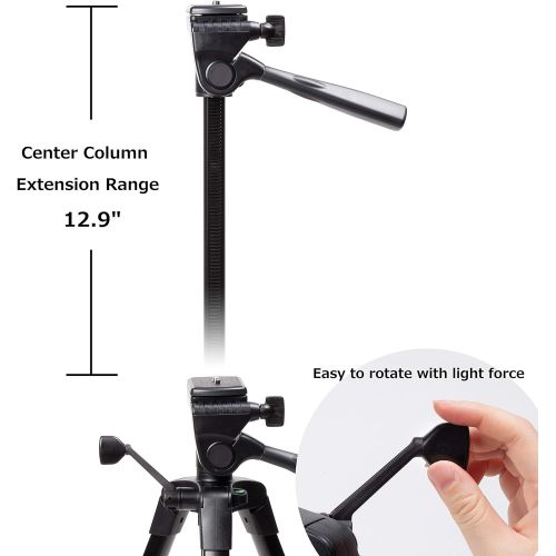  SLIK U883 3-Stage Compact Lightweight Folding Aluminum Travel Portable DSLR/SLR Video/Camera Tripod with 3-Way Pan Head for Canon Nikon Sony Cameras with Carry Case - Black (612-68
