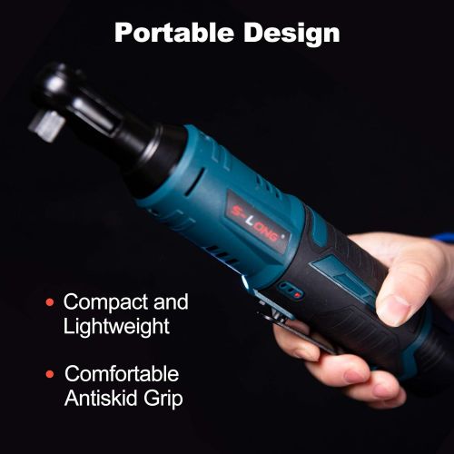  [아마존베스트]S-LONG Cordless Electric Ratchet Wrench Set, 3/8 400 RPM 40 Ft-lbs 12V Power Ratchet Driver with 10 Sockets, 2000mAh Lithium-Ion Battery and 60-Min Fast Charge