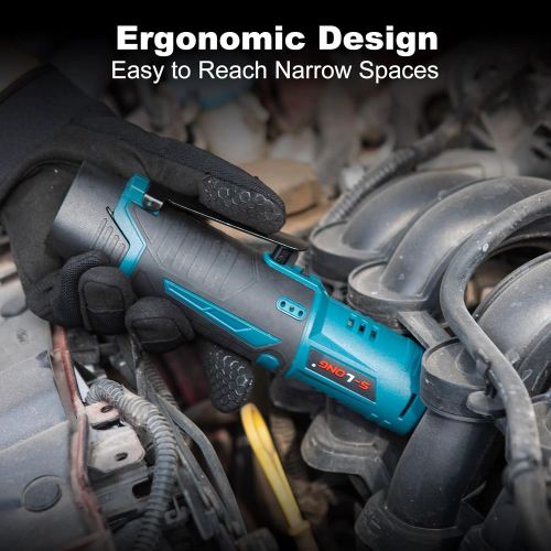  [아마존베스트]S-LONG Cordless Electric Ratchet Wrench Set, 3/8 400 RPM 40 Ft-lbs 12V Power Ratchet Driver with 10 Sockets, 2000mAh Lithium-Ion Battery and 60-Min Fast Charge