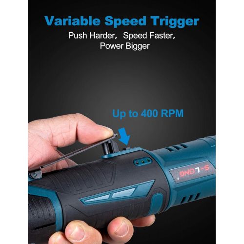  [아마존베스트]S-LONG Cordless Ratchet Wrench Set, 3/8 400 RPM 40 Ft-lbs 12V Power Electric Ratchet Driver with 12 Sockets, Two 2000mAh Lithium-Ion Batteries and 60-Min Fast Charge