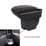 SLONG for Mazda 2/Demio/Mazda2 Luxury Car Armrest Center Console Accessories The Cover Can Raised Oversized Space Built-in LED Light with Cup Holder Removable Ashtray Black