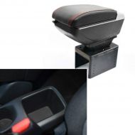 SLONG for Nissan Kicks 2017-2018 Luxury Car Armrest Center Console Accessories The Cover Can Raised Oversized Space Built-in LED Light with Cup Holder Removable Ashtray Black