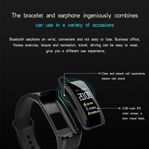  SLONG Fitness Tracker, Activity Watch with Heart Rate Monitor, Waterproof Smart Fitness Band with Pedometer, Calorie Counter, for Women and Men,Black