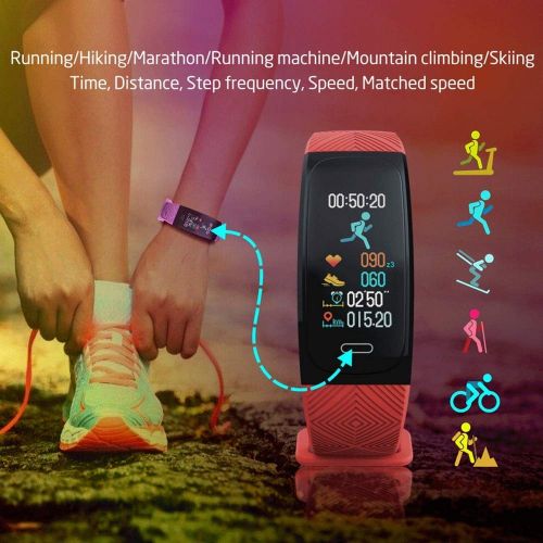  SLONG Fitness Tracker, Activity Tracker Watch with Heart Rate Monitor, Waterproof Smart Fitness Band with Pedometer, Calorie Counter, for Kids Women and Men,Pink