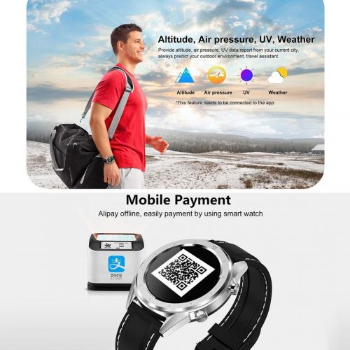  SLONG ECG + PPG Fitness Tracker,Multifunction Smart Watch Smart Bracelet,IP68 Waterproof Bluetooth 4.2 Bracelet Pay,for Android iOS,Silver