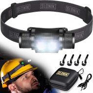 SLONIK Headlamp Rechargeable - 1000 Lumen LED USB Rechargeable Headlight w/ 2200 mAh Battery - IPX8 Waterproof Head Lamp with Bright 60 ft Flashlight Beam - Hiking & Outdoor Campin