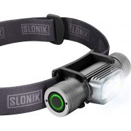 SLONIK Rechargeable Headlamp for Adults - 1000 Lumens Super Bright 60 ft Beam LED Flashlight - Lightweight, Heavy-Duty, IPX8 Waterproof Hard Hat Light - Camping Gear, Running Headl