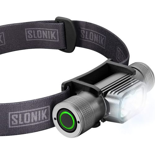  SLONIK Rechargeable Headlamp for Adults - 1000 Lumens Super Bright 60 ft Beam LED Flashlight - Lightweight, Heavy-Duty, IPX8 Waterproof Hard Hat Light - Camping Gear, Running Headl