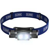 SLONIK LED Headlamp Flashlight - 1000 Lumen USB Rechargeable Headlight w/ 2200 mAh Battery - IPX8 Waterproof Head Lamp with Bright 30 ft Beam - Camping Gear & Hard Hat Accessories,