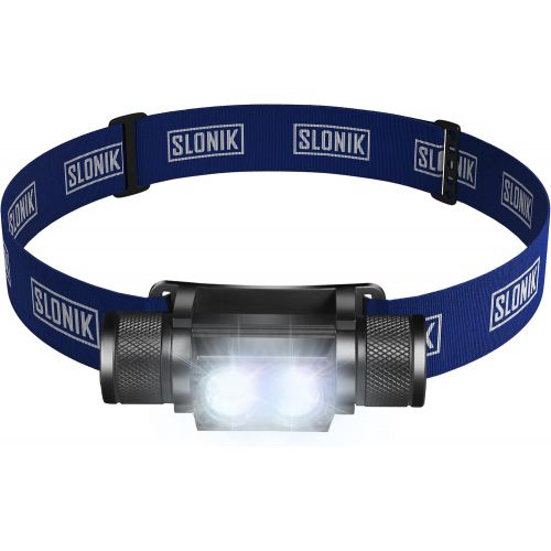  SLONIK LED Headlamp Flashlight - 1000 Lumen USB Rechargeable Headlight w/ 2200 mAh Battery - IPX8 Waterproof Head Lamp with Bright 30 ft Beam - Camping Gear & Hard Hat Accessories,