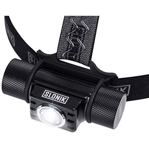  SLONIK 600 Lumens LED Headlamp Rechargeable with Head Strap ? Ultra Bright Heavy-Duty Waterproof Headlamp for Adults - Hard Hat Light for Mechanics & Construction Workers - Running