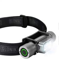 SLONIK Rechargeable Headlamp for Adults - 1000 Lumens Super Bright 60 ft Beam LED Flashlight - Lightweight, Heavy-Duty, IPX8 Waterproof Hard Hat Light - Camping Gear, Running Headl