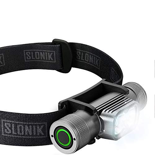  SLONIK Rechargeable Headlamp for Adults - 1000 Lumens Super Bright 60 ft Beam LED Flashlight - Lightweight, Heavy-Duty, IPX8 Waterproof Hard Hat Light - Camping Gear, Running Headl