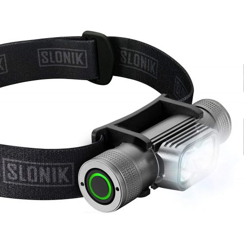  SLONIK Rechargeable Headlamp for Adults - 1000 Lumens Super Bright 60 ft Beam LED Flashlight - Lightweight, Heavy-Duty, IPX8 Waterproof Hard Hat Light - Camping Gear, Running Headl