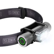 SLONIK Rechargeable Headlamp for Adults - 1000 Lumens Super Bright 60 ft Beam LED Flashlight - Lightweight, Heavy-Duty, IPX8 Waterproof Hard Hat Light - Camping Gear, Running Headl