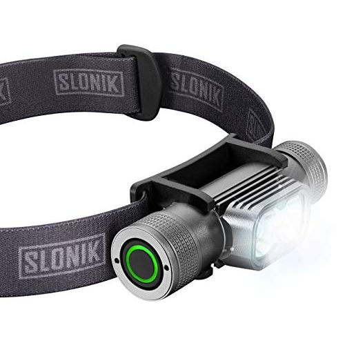  SLONIK Rechargeable Headlamp for Adults - 1000 Lumens Super Bright 60 ft Beam LED Flashlight - Lightweight, Heavy-Duty, IPX8 Waterproof Hard Hat Light - Camping Gear, Running Headl