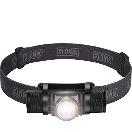  SLONIK LED Headlamp Flashlight - 500 Lumen USB Rechargeable Headlight w/ 2200 mAh Battery - IPX8 Waterproof Head Lamp with Bright 30 ft Beam - Camping Gear & Hard Hat Accessories,