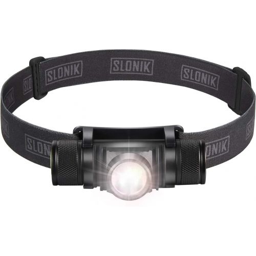  SLONIK LED Headlamp Flashlight - 500 Lumen USB Rechargeable Headlight w/ 2200 mAh Battery - IPX8 Waterproof Head Lamp with Bright 30 ft Beam - Camping Gear & Hard Hat Accessories,