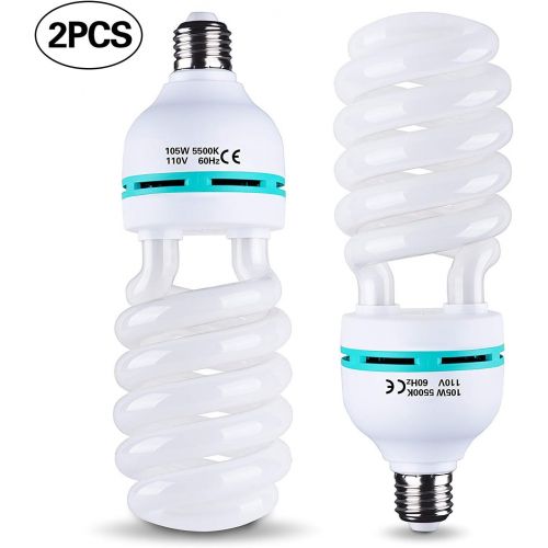  [아마존베스트]Slow Dolphin Photo CFL Full Spectrum Light Bulb,2 x 105W 5500K CFL Daylight for Photography Photo Video Studio Lighting(2 Packs)