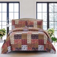 SLPR Red Riches 2-Piece Lightweight Printed Quilt Set (Twin) | with 1 Sham Pre-Washed All-Season Machine Washable Bedspread Coverlet