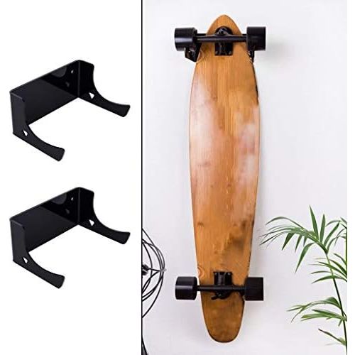  SM SunniMix 1 Pair Acrylic Skateboard Holder Wall Mounted Longboard Display Rack Bracket Shelf