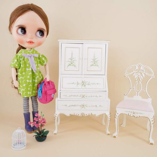  SM SunniMix 16 Scale Dollhouse Miniature White Wooden Cabinet Cupboard Furniture Model Collections Home Desk Table Shelf Display Decor