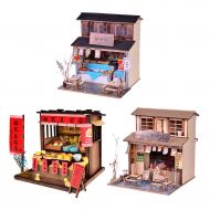 SM SunniMix 1/24 DIY Wooden Dollhouse Miniature Kits - Antique Chinese Restaurant with Delicious Foods